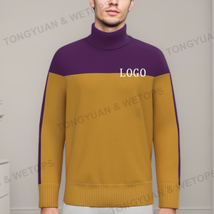 BSCI Fabricantes de ropa personalizada Hombres Púrpura Oro Poliéster Bordado Fraternidad griega Varsity Sorority Suéter de punto - Product Image 1