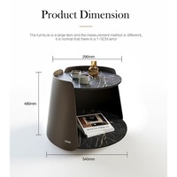 Table basse ronde à double niveau en pierre frittée de conception italienne moderne, écologique, avec rangement pour le salon