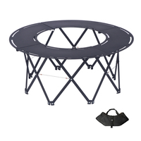 Table pliante de camping ronde robuste, diamètre 37,4'', en alliage d'aluminium, table de pique-nique portable pour l'extérieur