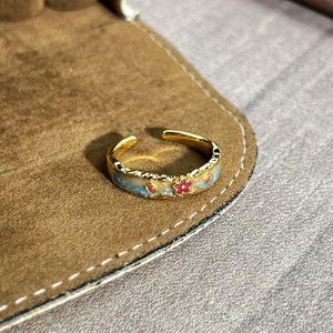 Chinese-style Enamel Flowers Open Adjust <b>Ring</b> Ethnic-style Embossed Flower <b>Ring</b> Luxury <b>Adjustable</b> Openwork Trendy <b>Ring</b> - Product Image 5