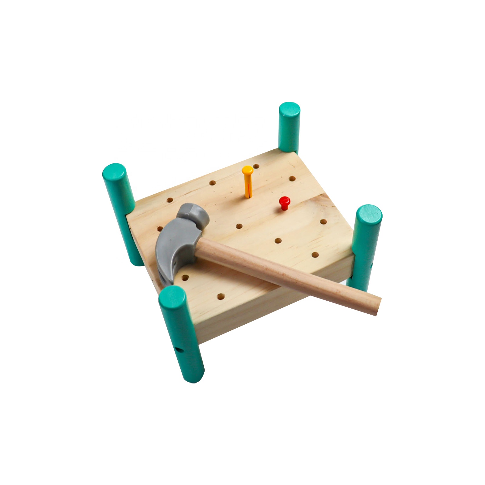 C05400 STEM Дошкольный деревянный верстак для игрушек набор для шлифовки ногтей Интерактивный Стол для гвоздей Радужная скамейка