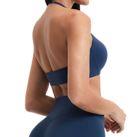 Soutien-gorge de sport dos nu ajustable pour femme, avec logo personnalisé OEM/ODM, style crop top fitness moulant à dos ajouré