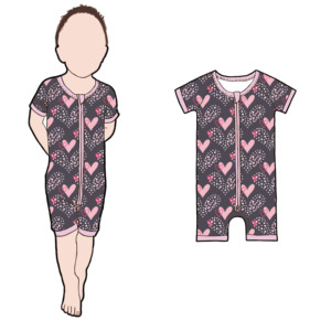 Tutine per Neonati all'Ingrosso con Stampa Dolce per San Valentino, Maniche Corte, Grazioso Pigiama in Bambù per Bambine - Product Image 2