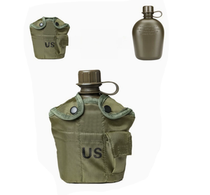 Bouteille d'eau portable en plastique camouflage noir et vert DFB3 pour le camping, avec bol, tasse et sac, vente en gros et personnalisation. - Product Image 3