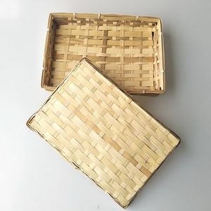 Handgemachter gewebter Brotkorb, kreativer Obst-Rattan-Picknick korb, rechteckiger Gemüse-Bambus korb - Product Image 5