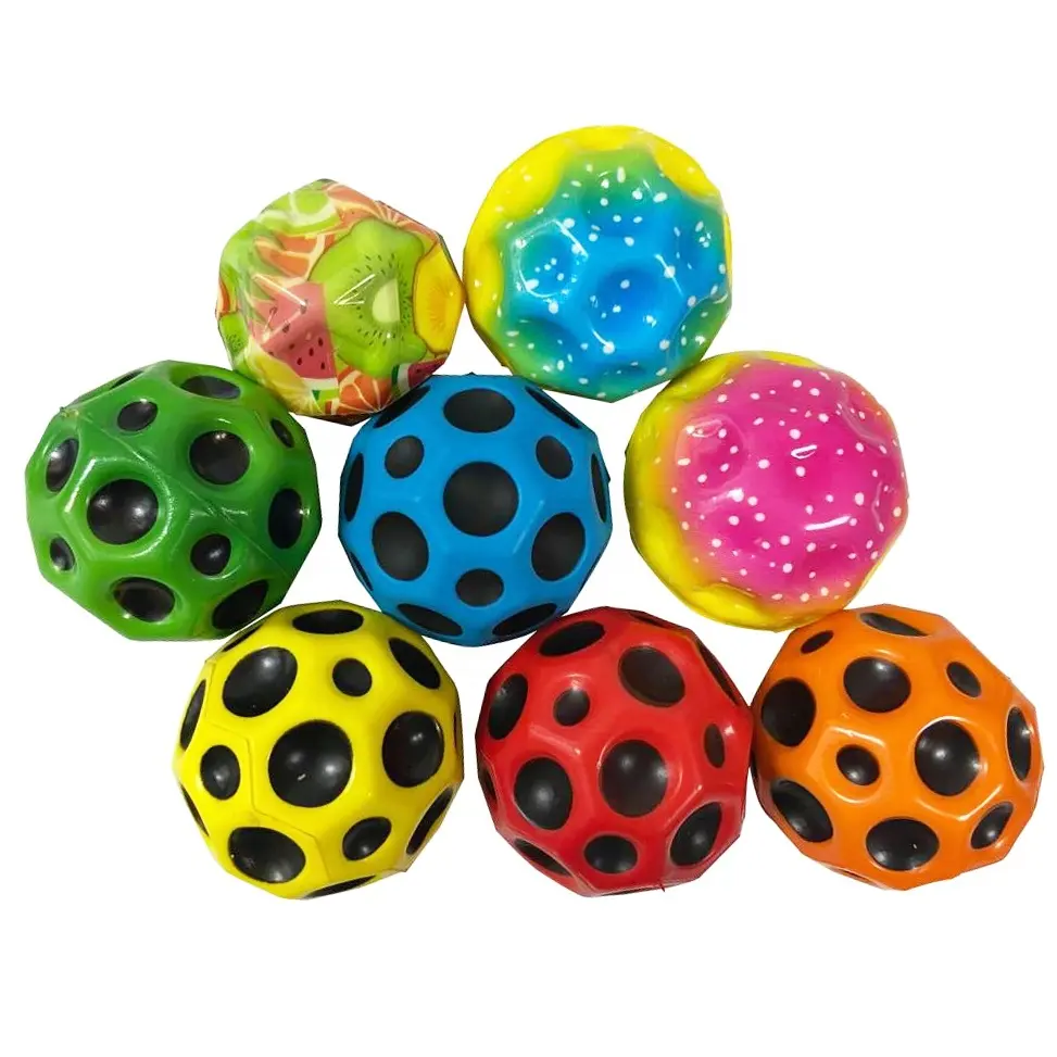 Palla rimbalzante personalizzata 7CM PU Foam Anti Stress giocattolo sportivo High Bounce Moon Balls