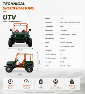 <span class=keywords><strong>Buggy</strong></span> UTV à essence 200cc, roues en aluminium de 10 pouces, frein à disque hydraulique, suspension à airbag, capacité de 300 kg, kart tout-terrain pour adultes - Product Image 3