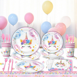 Kit di Stoviglie per Festa di Halloween a Tema Unicorno per 10 Ospiti, Decorazioni per Festa di <span class=keywords><strong>Compleanno</strong></span> di 1 Anno per Bambina con Unicorno Cartoon - Product Image 3