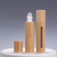 Flacon roll-on vide en verre de 10 ml pour gloss, huiles essentielles, maquillage DIY, aromathérapie, avec couvercle en bambou – Idéal pour les voyages