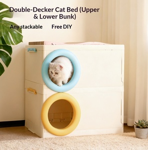 Vente en gros de lits pour chats en plastique extra-larges, respirants et imperméables, fournitures pour animaux de compagnie, cage de stockage pour chat d'intérieur, villa pour chat à plusieurs niveaux - Product Image 3