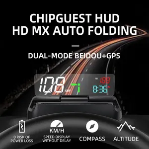 MX HUD Universal Head-up Display OBD Inalámbrico CarPlay Navegación automática y TPMS Velocímetro Tiempo Monitor de presión de neumáticos