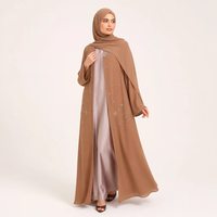Abaya en mousseline pour femme avec ceinture et clous, tenue modeste, vêtements islamiques