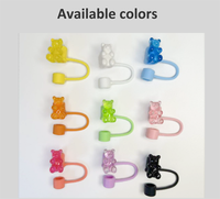 Toptan sevimli ayı silikon 10mm kullanımlık toz geçirmez içme suyu suyu Drinkware saman ucu Charm kapak saman Toppers