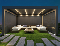 Auvent rétractable en alliage d'aluminium pour jardin, espace de loisirs extérieur, véranda, protection contre la pluie, avec télécommande, résistant au vent