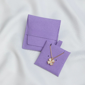 Bolsitas de Joyería Personalizadas de Color Morado de 8*8CM con Logotipo, Bolsa de Embalaje de Joyería de Microfibra con Inserto - Product Image 1