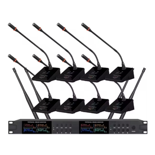 Professional Wireless Conference Microphone 4 Channel System Noise Cancelling Light-weight Design for Desktop Use Meeting Halls