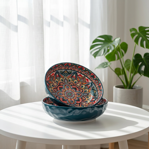 Ensemble de bols en porcelaine émaillée de style bohème marocain, écologiques, résistants à la chaleur, compatibles micro-ondes, compatibles lave-vaisselle, ensemble cadeau - Product Image 4