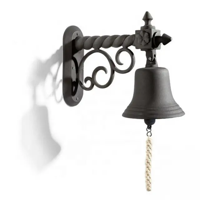 Antique Brown Home and Garden Decoration Cast Iron Wall Mounted Cast Iron Doorbell Hanging Ringing Bell