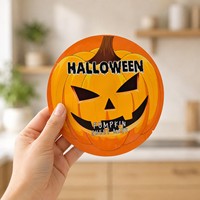 Pochette en Mylar découpée à l'emporte-pièce sur le thème d'Halloween, forme citrouille et sorcière, impression couleur vive, sac d'emballage refermable