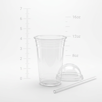 Gobelets à bulles Kingstar 24oz en PET transparent résistant avec couvercles en dôme et pailles géantes pour les salons de thé au lait
