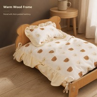 Lit pour chat en bois, lit surélevé pour animaux de compagnie avec coussin amovible et lavable pour chats, petits chiens, meubles pour chats d'intérieur pour toutes les saisons