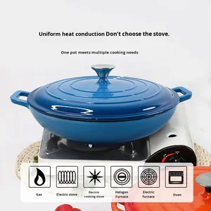 Marmite en fonte de 32 cm, isolée, non revêtue, pot à sec, design moderne, cuisinière universelle - Product Image 3
