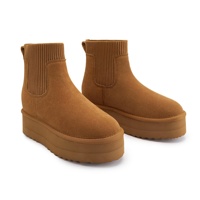 YL-1274 Bottes de Neige d'Hiver Marron Chaudes Antidérapantes Fourrées pour Femmes, Vente en Gros
