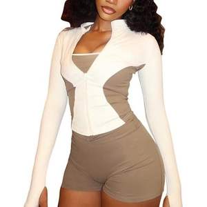 Ensemble Lounge 2 Pièces Personnalisé 2026 pour Femme – Haut Court Zippé Manches Longues et Short Ajusté en Tissu Respirant à Mémoire de Forme - Product Image 5