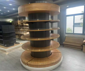 <strong>Round</strong> Pillar-mounted <strong>Shelving</strong> for Retail Stores, Multi-tier Wood/Steel Display Rack for Supermarket Convenience Store - Product Image 2