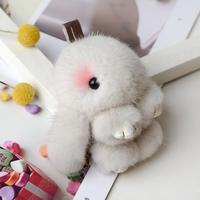 Nouveau 2026 Mini porte-clés lapin en fourrure de vison véritable de 8 cm, mignon, en peluche, pour sacs de femmes et filles, clés de voiture, pendentif pompon, accessoires