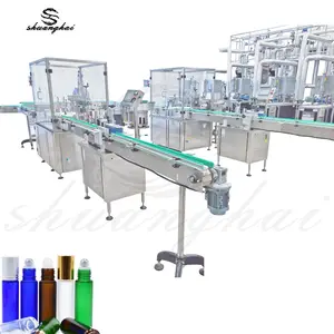 China Leading Filler Servo Motor Essential Oil Perfume Bottle Deodorant Roll on filling machine With Conveyor