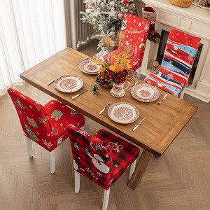 New Art Deco Christmas <b>Chair</b> <b>Covers</b> & Festive Tablecloth Decorative Dining Elastic Back Multi-piece Package Milk-Silk - Product Image 4
