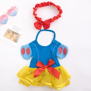 Snow White Bib and Headband Princess Costume for Little Girls Halloween Dress up Toddler Birthday Party Fancy Dresses