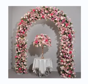 قوس زهور وردي يستخدم كخلفية لمسرح حفلات الزفاف قوس زهور اصطناعية لتزيين حفلات الزفاف