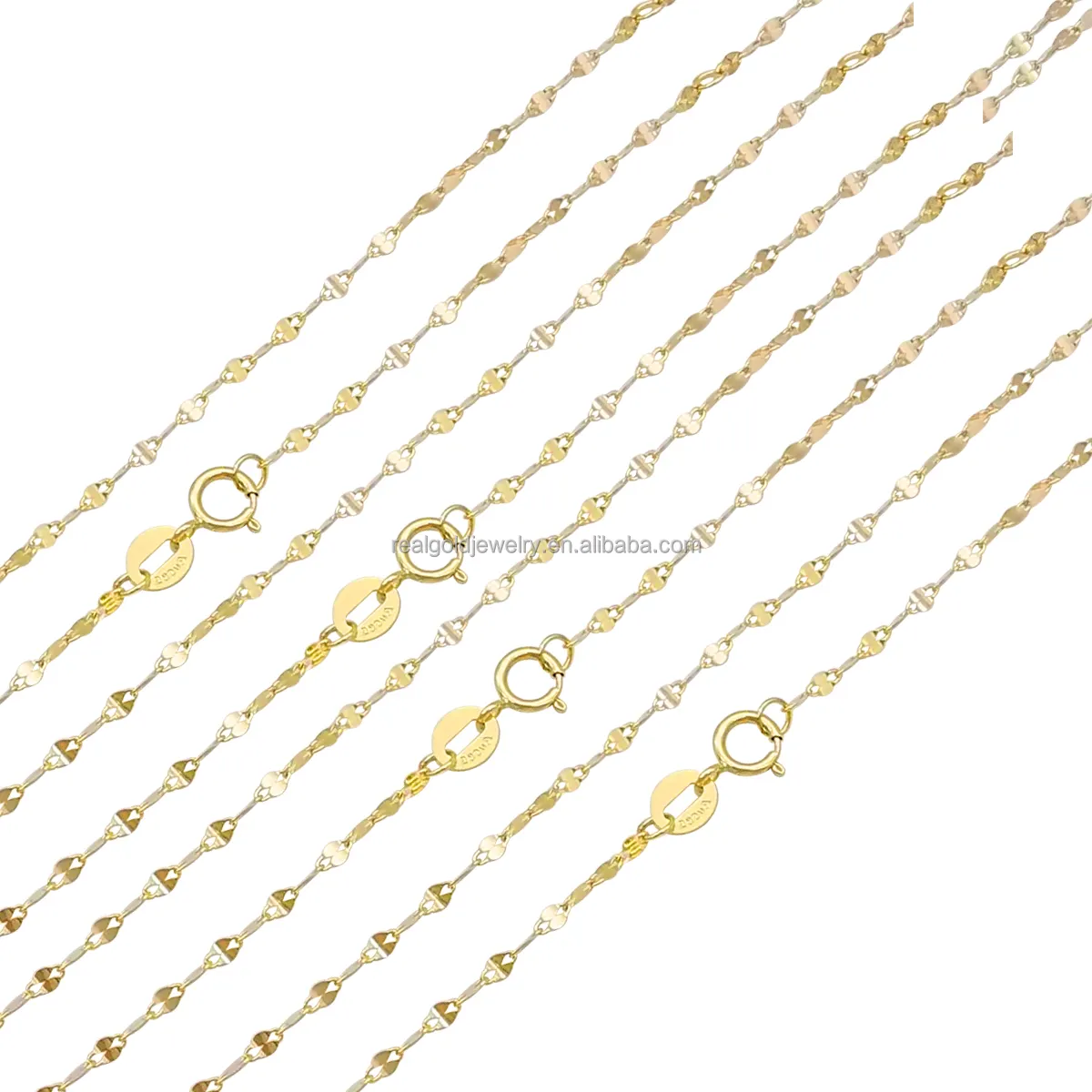 Wholesale Fashion New Arrivals Solid 14K 18K Pure Gold 14K Real Gold Thickness 1.7mm Lip Chain Necklace Jewelry For Women Men