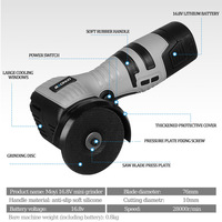 Mini meuleuse d'angle portable rechargeable, machine de polissage et de découpe industrielle transfrontalière, interrupteur coulissant, lithium portable