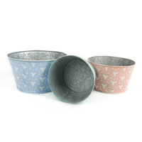 Pot de fleurs en fer, petit pot de plantes, pour jardin et maison, léger, durable, design mignon, métal galvanisé, lignes vertes et bleues