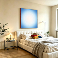 Tableau lumineux LED style nordique zen ciel bleu, contrôle par télécommande, art mural carré pour décoration de salon (vente en gros)