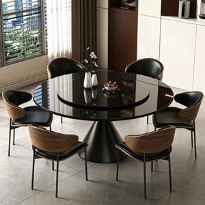 <span class=keywords><strong>Tavolo</strong></span> da Pranzo Rotondo Minimalista Italiano in Metallo <span class=keywords><strong>Nero</strong></span> Puro con Piano Girevole, Resistente alle Alte Temperature, Elegante e Lussuoso per la Casa - Product Image 5