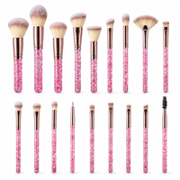Ensemble de 18 pinceaux de maquillage professionnels scintillants pour fond de teint, anticernes, fard à paupières, pinceaux de mélange, pinceaux cosmétiques en cristal
