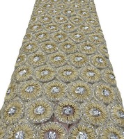 Nouvelle dentelle française scintillante 2026, tissu en dentelle filetée orné de sequins et de perles, matière glamour pour robe de soirée pour femme
