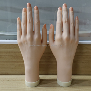 Modèle de main en silicone souple pour la pratique de la <span class=keywords><strong>pose</strong></span> d'ongles, avec pointes d'ongles insérables, gel pour vernis à ongles, support d'affichage, faux modèle de main en caoutchouc - Product Image 1