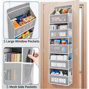 Non-Woven <b>Over</b> the <b>Door</b> Hanging Organizer 5 Tier Storage Bag Mesh Pocket Shelf for Closet Bathroom Bedroom Nursery - Product Image 6