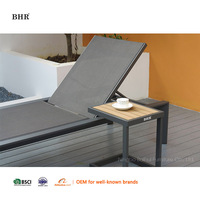 Lit pliant d'extérieur en aluminium BHR, design moderne et minimaliste, pour hôtel et resort, avec roues, tissu polyester, léger