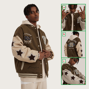 MJ2022定制服装制造商雪尼尔刺绣棒球莱特曼男式夹克 - Product Image 3