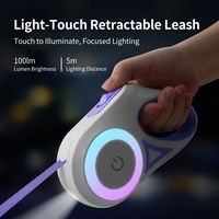 Laisse de chien rétractable automatique lumineuse LED moderne et étanche OEM/ODM pour la sécurité des promenades nocturnes, faible MOQ, prix d'usine