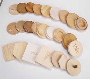 Wholesale Wooden Storage <b>Lids</b> Flip Top Cap Bamboo or Wood Round Turned Cups Pilfer Proof Mason Jar Wood <b>Lid</b> - Product Image 2