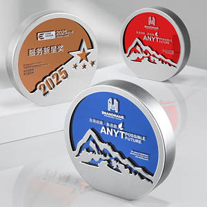 Novo Troféu Redondo de Cristal e Metal Personalizado, Placa de Troféu, Prêmios, Medalhas, Troféus e Placas de Qualidade, Lembranças - Product Image 2