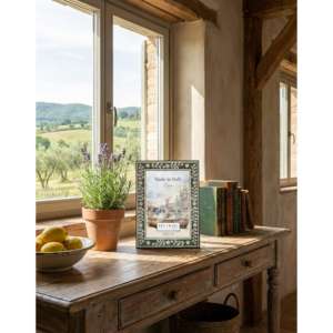 Beltrami Photo <b>Frame</b> 4x6 Real Silver Plated Green <b>Gold</b> Enamel Metal <b>Frame</b> - Product Image 2