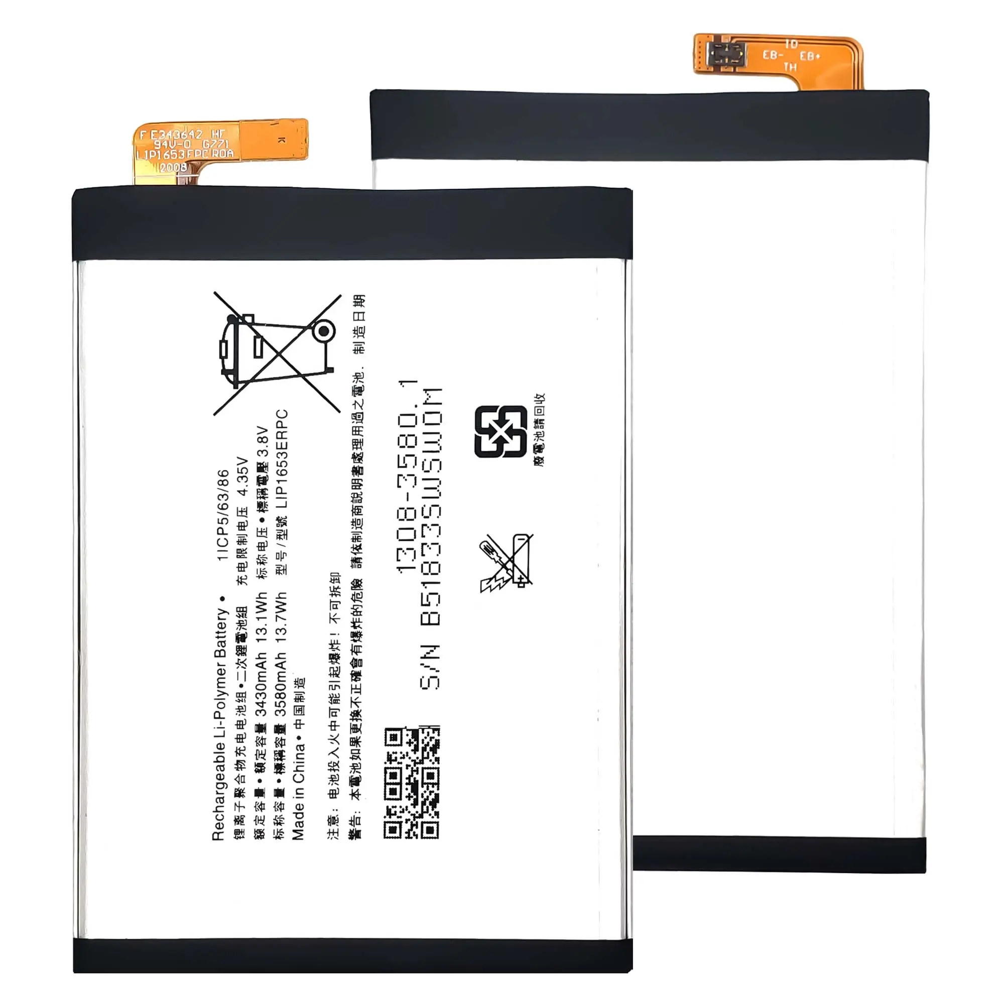 Điện thoại di động có thể sạc lại Li-polymer pin lip1653erpc Đối với Sony XA2 3580mAh 3.8V